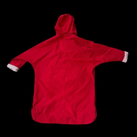 Vintage Jacket Small Herman Kay Red Detachable Hooded Stripes Long Retro 1980s - Picture 3 of 10